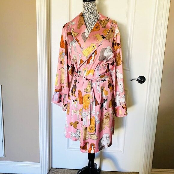 Anthropologie Karen Mabon Crufts Dog Theme Robe Size Large 10-14 - Picture 3 of 11